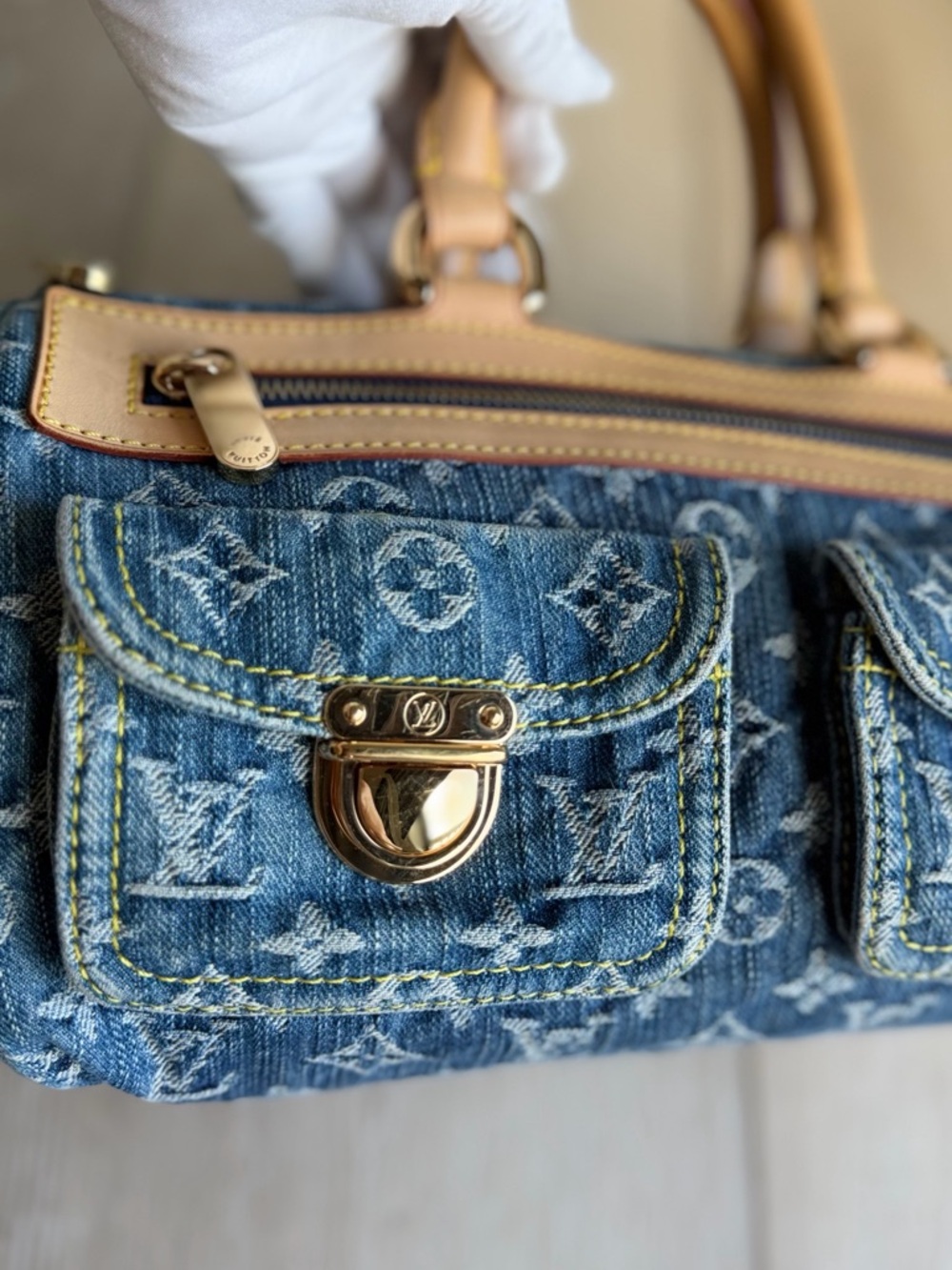 Louis Vuitton Neo Speedy Denim Blue Monogram Rare Vintage LV Bag - Picture 10 of 16